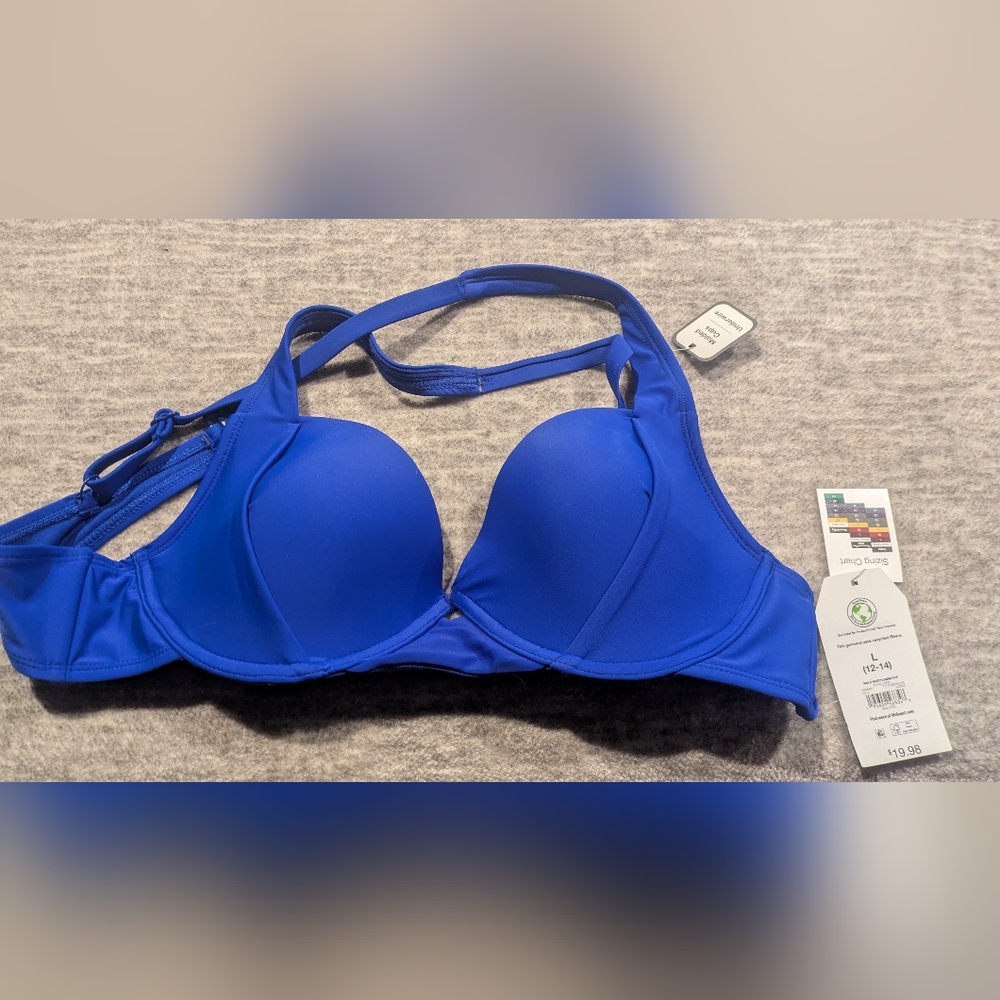 Women's Blue Underwire Bikini Top